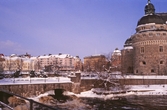 Forsande vatten vid slottsbron och slottet, 1990-tal
