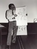 Gunnar Zetterqvist vid kursen Byggnadsvård 1981-02-15.
