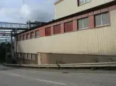 Industribyggnad vid Soabs industrianläggning i Mölndals Kvarnby, år 2007. Fasad mot 