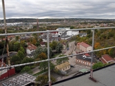 Utsikt över Mölndal från taket av byggnad vid Soabs industrianläggning i Mölndals Kvarnby, år 2007. Närmast ses Gamla torget samt pappersbruket Papyrus. Anläggningen användes vid fototillfället av Hexion Speciality Chemicals Sweden AB.