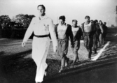 Falkarnas lagledare Olle Engberg, sedan Per-Tage Svensson, Sven Falkeby, Björn Davidsson, Sven Åke Johansson och Olle Andersson. 1951.