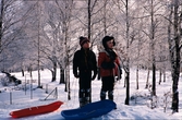 Pulkaåkning i Grönadalsparken på Väster i Växjö. 1968.