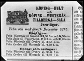 Tågtidtabell från 7 dec 1875.