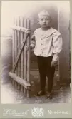 Porträtt av pojke vid grind, ca 1890