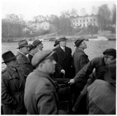 Vägbro över Ume älv i Umeå. Från invigningen 1949.