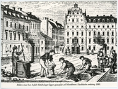 Gjutasfalt på Munkbron i Stockholm 1880