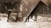 Hästfärd i vinterskog vid Färna herrgård, ca 1920