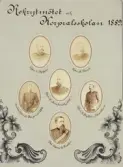 Rekrytmötet och Korpralskolan, 1889.
Ett antal foton av de ansvariga officerarna m.fl. vid Kungl., Kronobergs regemente. 
Översta raden fr.v.: löjtnant L. Rappe, löjtnant A Bergh.
Mellersta raden fr.v.: underlöjtnant A. Bergenstråhle, kapten A. Nordenskjöld, löjtnant G. Hyltén-Cavallius.
Underst: bataljonsläkare D. Fischer.