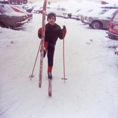 Skidåkare på parkering, 1968