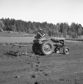 Harvning med traktor i Karlstorp, 1940-tal