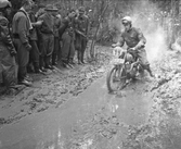 Motorcykeltävling i skogarna kring Norrbyås, 1950-tal