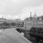 Falun, ån och badhuset, Kristinebron.