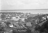 Vy över Karlskoga med sjön Möckeln i bafgrunden, 1940-tal