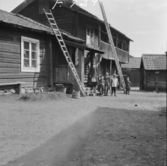 Falun, den enda loftbyggnaden i hörnet av Bergsmansgränd och Herrgårdsgränd. 

