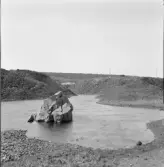 Falun, gruvområdet, göl med block i varpen 1914.