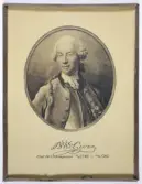 En man i 1700-talsuniform med harnesk och vitpudrad peruk.
Baron B.W. Liewen, överste Kungl. Kronobergs regemente 1746-1765.