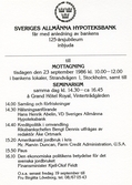 Programblad till Sveriges allmänna hypoteksbank 125 år, 1986-09-23