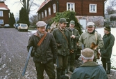 Jägare på vinterjakt på Bystad, 1987