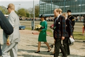 Travloppet Drottning Silvias Pokal på Åbytravet i Åby, Mölndal, i maj 1993. Drottning Silvia är på plats vid travbanan.