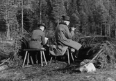 På älgpass med Gustav V i Brevenskogarna, 1940-talet