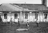 Kyrkorestauration, okänd kyrka i Kronobergs län. Tidigt 1900-tal.