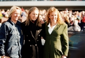 Travloppet Olympiatravet på Åbytravet i Åby, Mölndal, lördagen den 12 april 1997. Porträtt av friidrottaren Ludmila Engquist och kanotisterna Agneta Andersson och Susanne Gunnarsson.