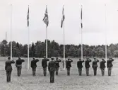 VM i militär femkamp. Uppsala 1967.
(världsmästare: Bengt-Åke Christensson, I11).
Parad för fanan.