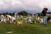 Fotbollslaget Jitex BK tränar på Åbyvallen i Åby, Mölndal, år 1996.