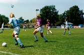 Fotbollslaget Jitex BK spelar match mot Malmö FF på Kvarnbyvallen i Mölndal den 27 juni 1992. Matchen slutade 1-2.