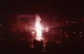 Nyårsfirande med brinnande flotte i Svartån, 1960-tal
