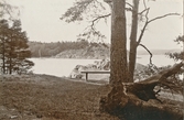 Parti av strandpromenaden Gustafsberg.

Stämplad i vänstra hörnet: 1910.