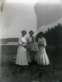 På ängen framför Ideströms villa i Neglinge.

Från vänster: Elsa Lidman, Barbro Nordvik, Gertrud Nordvik och Harald Nordvik.