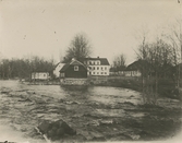 Ems herrgård från bron omkring 1900. Främre flyglarna var röda, men målades sedermera vita.