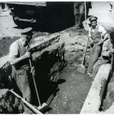 Västerås, Kyrkbacken, kv. Gagne.
Utgrävning vid Västra Kyrkogatan 10.