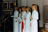 Kröningen av Mölndals Lucia i Fässbergs kyrka i december 1985.