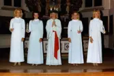 Kröningen av Mölndals Lucia i Fässbergs kyrka i december 1985.