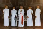 Kröningen av Mölndals Lucia i Fässbergs kyrka i december 1985.