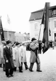 Demonstrationståg den 1:a maj 1949 på Stora Torget i Alingsås.