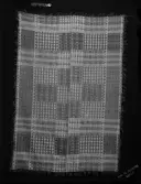 Täcke vävt i opphämta. Hopsytt av två våder.