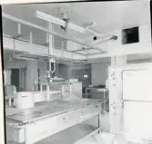 Västerås, Centrum, kv. Klas.
Interiör av köket i Margaretas matsalar, 1985.