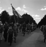 Medborgartåget, 16/6 1940. 
En trupp scouter m.fl. i medborgartåget. Möjligen Linnégatan (?)