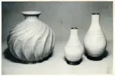 Vaser från Bo Fajans, bland annat formgivna av Ewald Dahlskog, 1900-talets mitt.