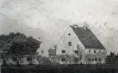 Bild 1206. Teckning av J.M. Munthes byggning Hallute När Gotland på min begäran utförd af Alfred Romdahl före ombyggnaden 1861? och fotograferad av A.R. 1918