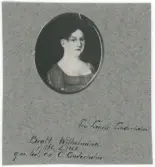 Porträtt på Wilhelmina Bratt född år 1792 och död år 1868 gift med teol. doktor O Linderholm.