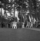 Gymnastikuppvisningen, 25/5 1941. 
Fanborgen tågar in på Värendsvallen.