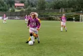 Fotbollslaget Jitex BK spelar match mot Öxabäcks IF på Kvarnbyvallen i Mölndal den 27 juni 1993. Jitex BK vann matchen med 5-0.