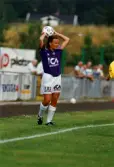 Fotbollslaget Jitex BK spelar match mot Tyresö IF på Kvarnbyvallen i Mölndal den 15 juli 1995. Jitex BK vann matchen med 4-2.