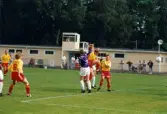 Fotbollslaget Jitex BK spelar match mot Tyresö IF på Kvarnbyvallen i Mölndal den 15 juli 1995. Jitex BK vann matchen med 4-2.