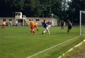 Fotbollslaget Jitex BK spelar match mot Tyresö IF på Kvarnbyvallen i Mölndal den 15 juli 1995. Jitex BK vann matchen med 4-2.