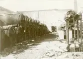 Torkmaskinsalen i Gysinge nedbrunna sulfitfabrik. Fotot direkt efter branden den 10 augusti 1901.
